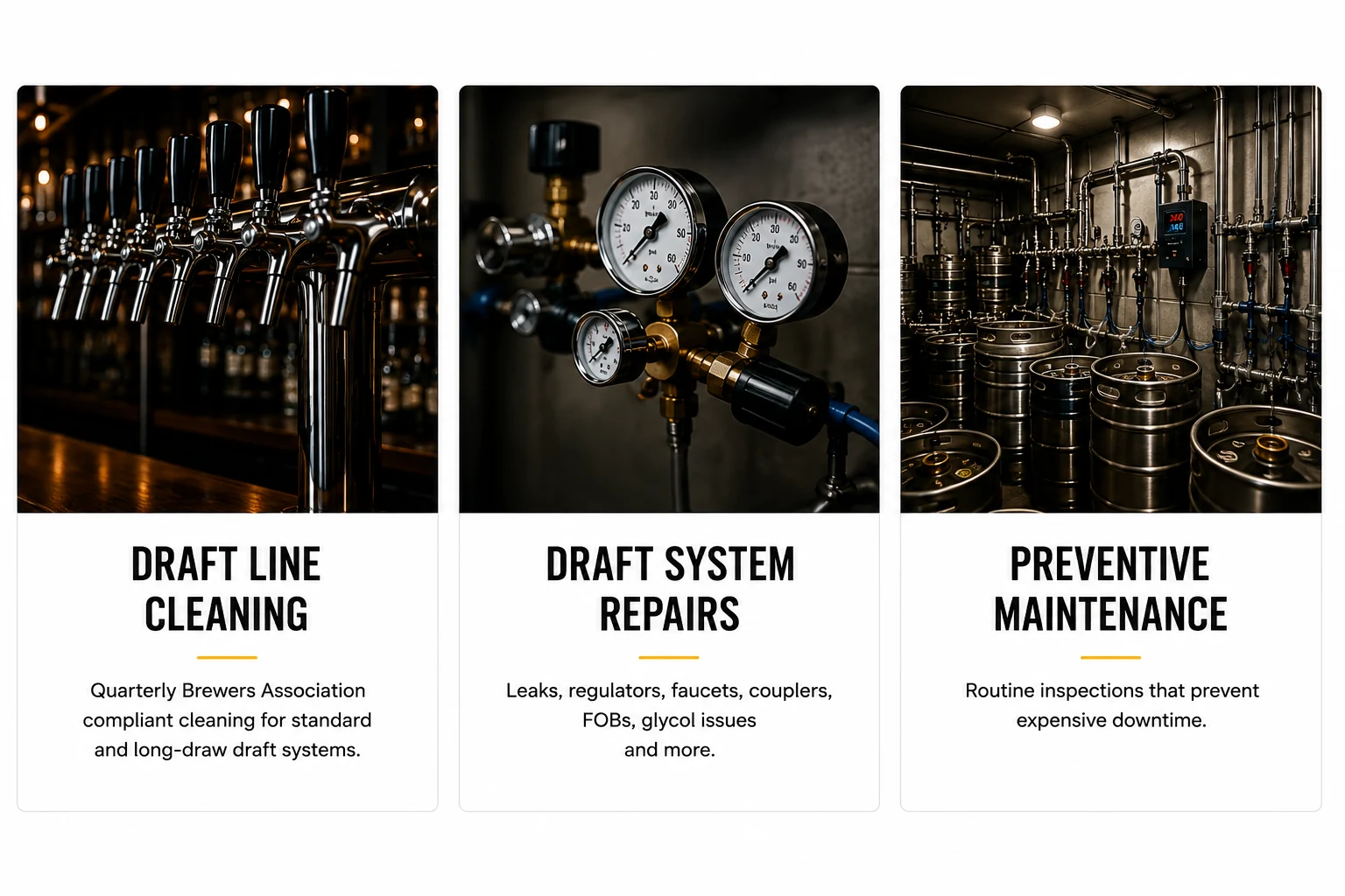 Draft line cleaning, draft system repairs, and preventive maintenance