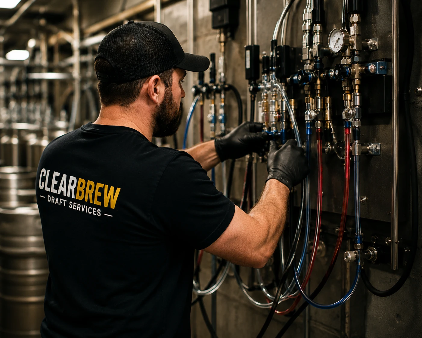 ClearBrew technician servicing a commercial draft system